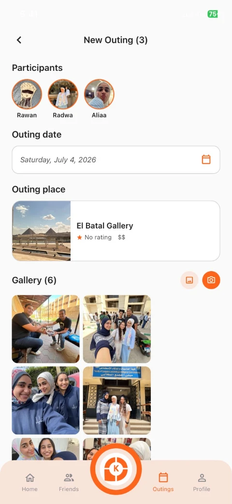 A finished KARAR outing, showing the venue and the shared photo gallery from the night.